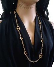 Collier Sautoir Chaîne D'ancre Acier Inoxydable Doré Farandole Or Grain de café