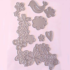 CUTTING DIES 6 MATRICES DE DECOUPE OISEAU ET FLEURS LOISIRS CREATIFS 0824