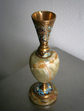 Petit Vase Napoléon III Bronze cloisonné Onyx déco Orientale XIX°s Ancien
