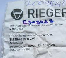 RIEGER 4315.160.09 1.4301 VALVE ASSY (R6SO.4B1)