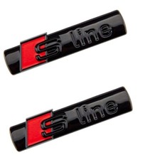 2 Badges S-Line Noir Brillant Audi - Autocollants Emblème Latéraux