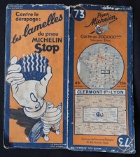 Carte MICHELIN 73 CLERMONT-FERRAND LYON 1935 Guide Bibendum pneu tyre map