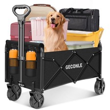 Chariot de Plage Pliable Tout Terrain à roulettes, 100L Chariot de Jardin ave...