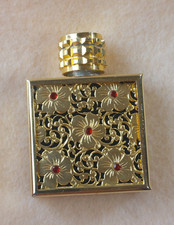 Ancien flacon à parfum miniature, en métal doré, vintage