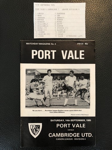1985 port vale v - 14.9.1985.,
