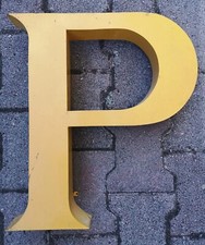 Ancienne Lettre P en Métal H. 45 cm Peinture Origine Vintage Enseigne Loft Déco