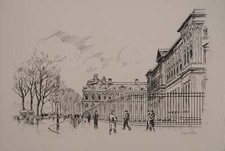 Raymond RENEFER : Le Louvre, Gravure originale signée