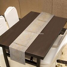 Chemin de table bohème jacquard brocart gris éléphant longue table basse