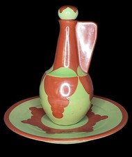 RENÉ HERBST VINTAGE grande bouteille et son plateau SERVICE A LIQUEUR CUSENIER 