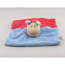 Doudou plat vache bleu rose