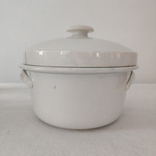 Soupière Faïence Ancienne Blanche Digoin Sarreguemines Fin 19ème