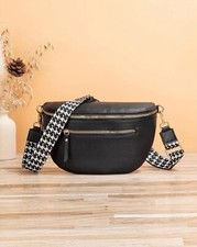 Sac Banane Noir Femme Homme En Simili Cuir Zippé Sacoche Simple Réglable