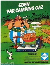 PUBLICITE ADVERTISING 095  1980  CAMPING GAZ  l réchaud EDEN  OBELIX & IDEFIX