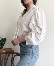 Blouse en coton blanc vintage