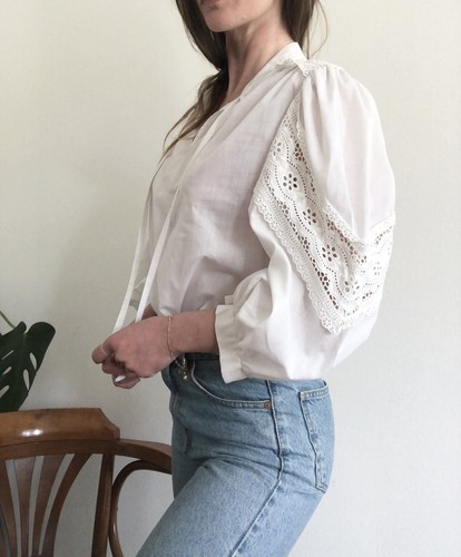 Blouse coton blanc - en, vintage