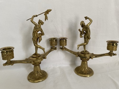 Paire bougeoirs bronze - de,