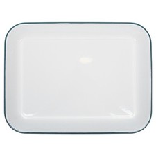 1x Vert 34cm x 26cm Rectangle Blanc Plaque de Cuisson en émail Four Grillage