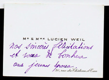 EV39-CARTE DE VISITE-AUTOGRAPHE-Mr &Mme LUCIEN WEIL