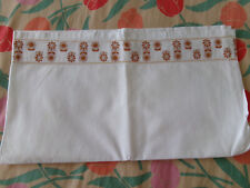 draps de lit bébé coton blanc, années 1970, 84cm x 97cm, bon état