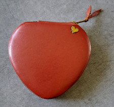 ANCIEN  MIROIR DE SAC A MAIN EN CUIR  MARRON