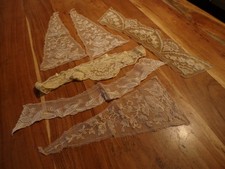 Linge ancien Lot de 6 pièces différentes  de tulle beige brodé de fleurs