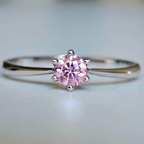 Ring bague pink moissanite