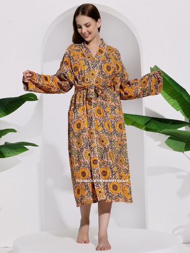 Robe longue kimono - longue, coton