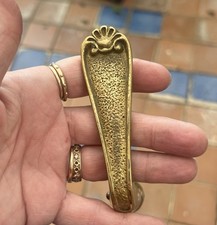 Antique Door Knob Lever Hardware Solid Brass France Gold Sea Shell Spindle Heavy