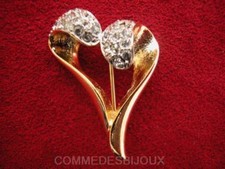 Broche "Coeur Stylisé" N° 2 doré Amour Cupidon True Love - Bijoux Vintage Sphinx