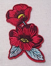 C5444 ** 5,5 x 10 cm **  APPLIQUE ÉCUSSON PATCH THERMOCOLLANT - FLEUR DOUBLE