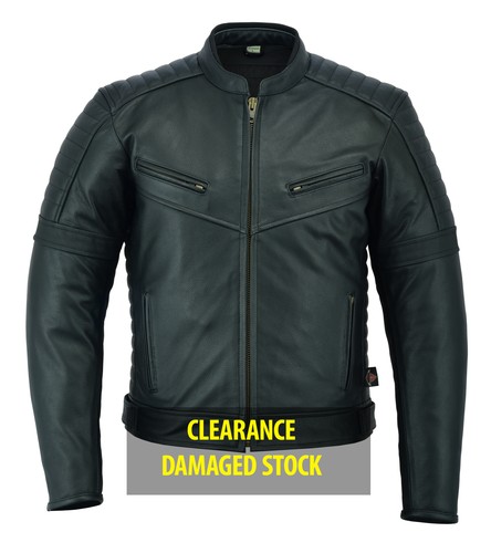 Veste moto cuir - en, avec