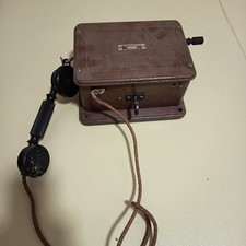 ANCIEN TELEPHONE MURAL en BOIS à MANIVELLE BURGUNDER modèle 1910 a completer