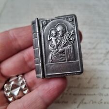 Livre Boite Miniature Vierge A L'enfant en Alpacca Vers 1930