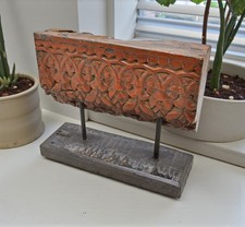 Ancien En Bois Sculpture Florale Panneau Plaque Original Sculpté À La Main