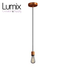 Suspension simple porte-douille et rosace cuivre satiné