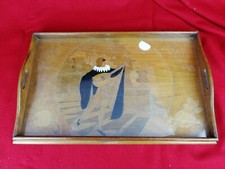  Plateau Marqueté Bois Ancien