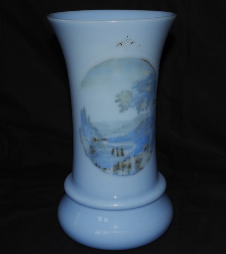 Vase ancien opaline bleue - vase,