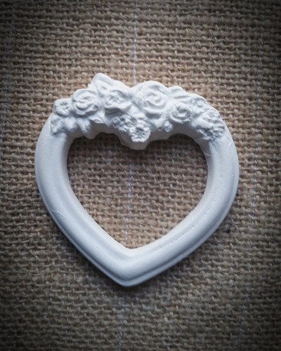 Petit cadre coeur plâtre - coeur, en