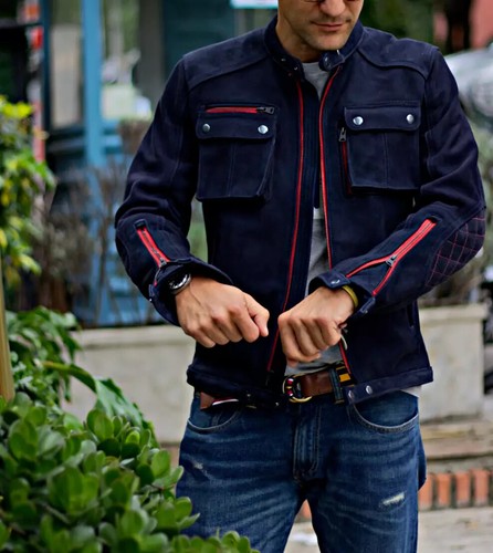 Veste cuir bleu pour - veste,