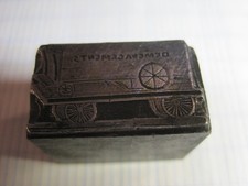 ANCIEN TAMPON MATRICE D’IMPRIMERIE EN METAL CHARIOT DEMENAGEMENTS