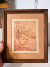 Ancien Estampe Gravure Signé
