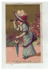 PARIS CHOCOLAT GUERIN BOUTRON FEMME ELEGANTE AVEC JUMELLE LUNETTE LONGUE VUE N