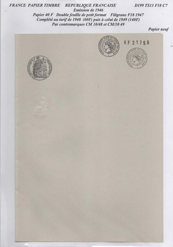 Fiscaux papier timbre neuf - papier,