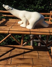 OURS  POLAIRE CÉRAMIQUE CRAQUELÉE ART-DÉCO 47 cms  RESPECT ET CÉLÉBRATION NATURE