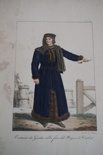 LITHO XIX COULEUR COSTUME HOMME MOYEN AGE CHARLES V MODE 1820 y