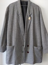 Tailleur jupe Vintage carreaux Vichy-Veste croisée avec broche, jupe taille 40