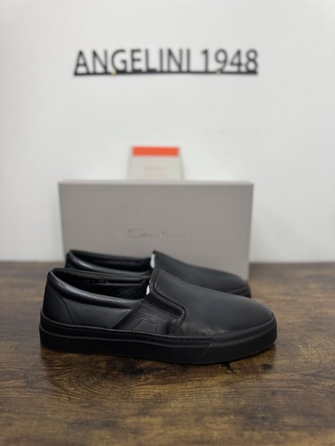Santoni sneaker cuir grise - en,
