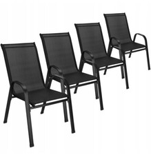 Lot de 4 chaises de jardin, chaises confortables et légères pour la terrasse