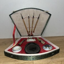 Coffret Boîte Calligraphie Chinoise 4 Pinceaux Et Accessoires Encre Rouge
