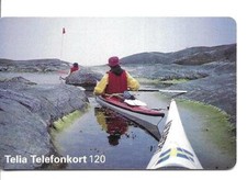 RARE / CARTE TELEPHONIQUE - KAYAK CANOE : SUEDE FJORD ICE PHONECARD TELEFONKARTE